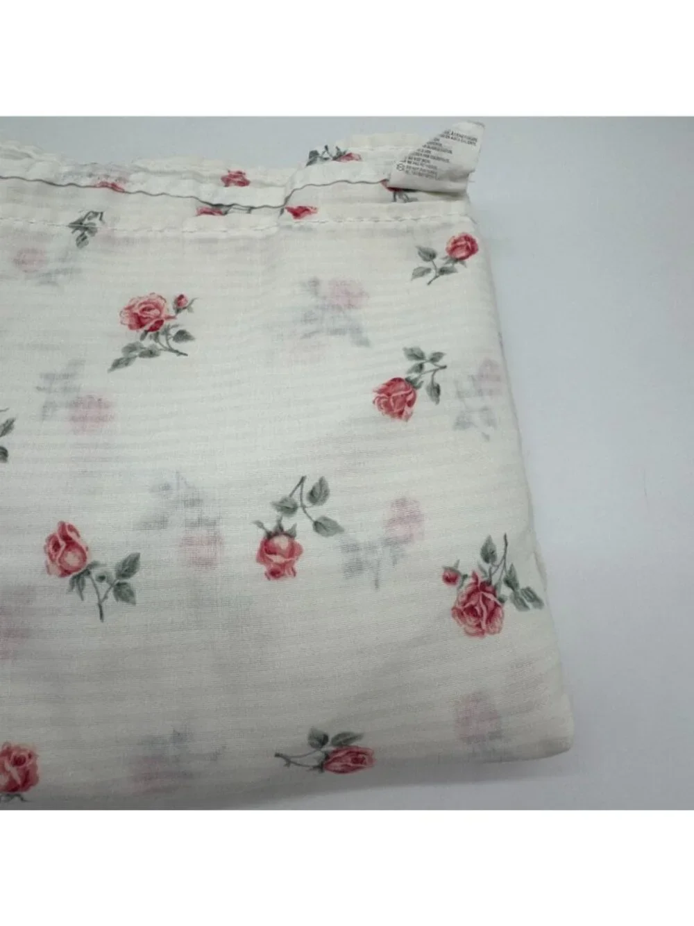 Vintage Cannon White Rose Floral Cotton No Iron Flat Full Double Sheet Bedding